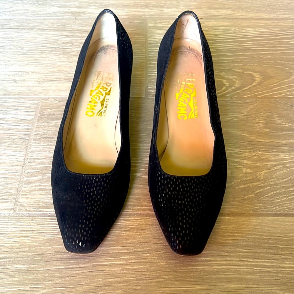 Salvatore Ferragamo Women’s Heels - Size 9B, Black Suede, 2 inch heels